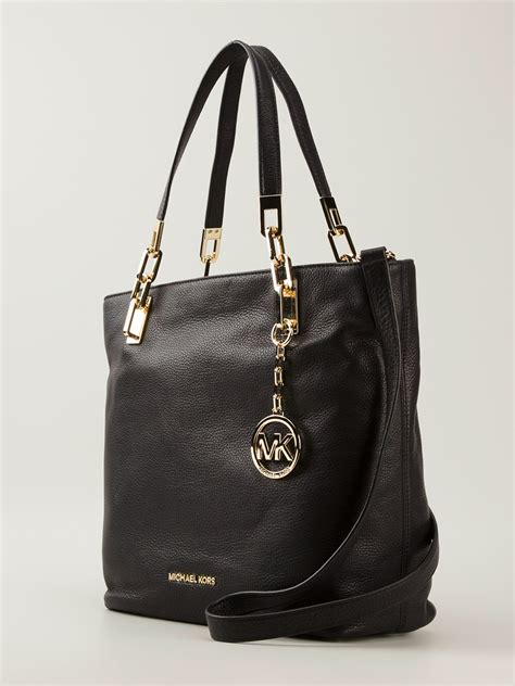 michael kors black purse with colors|Michael Kors black tote handbag.